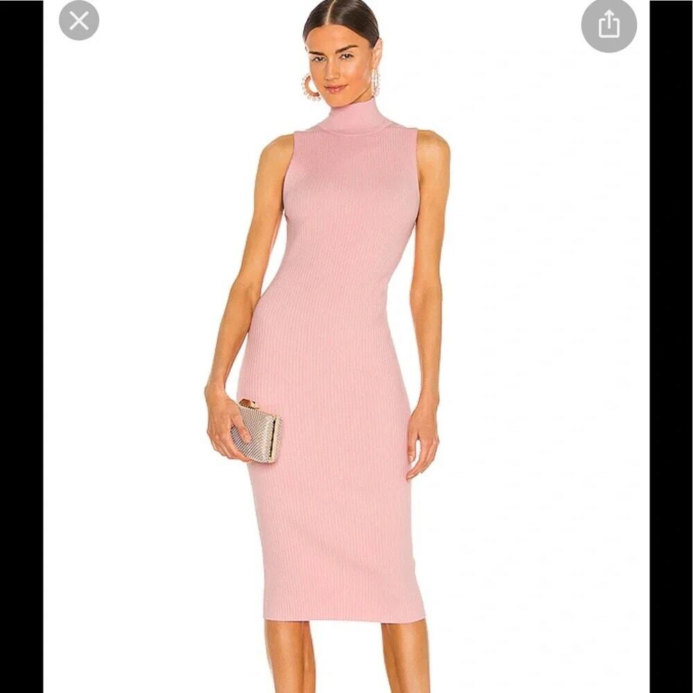 Alice + Olivia Womens Brooklynne Ribbed Knit Midi Dress Bodycon Going Out Medium